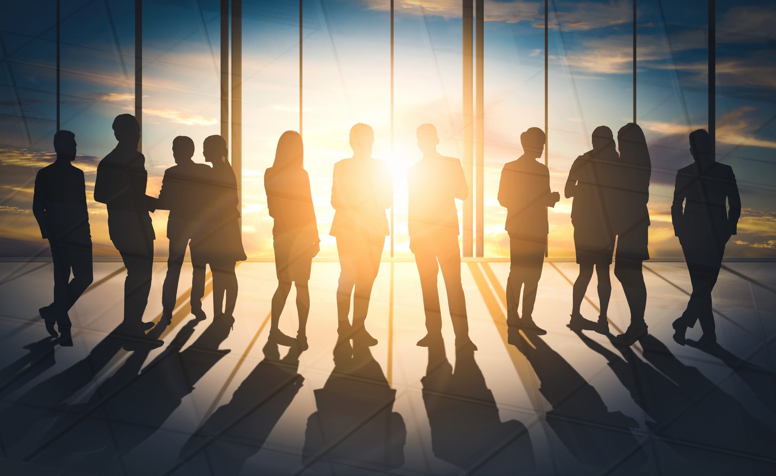 Double Exposure Image of Many Business People.